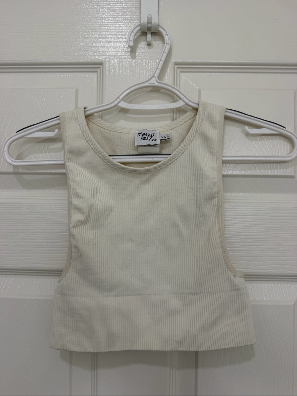 Princess Polly Ivory Ribbed Crop Tank